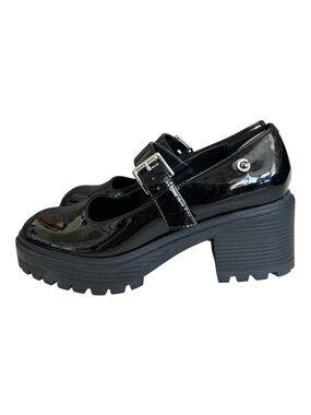 GBG Los Angeles Black Patent Mary Jane Block Heel Size 11